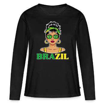 Brasilien Flagge Brasilianische Frauen - Frauen Premium Bio Langarmshirt - Schwarz - Vorne - Julia (174cm)