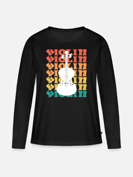 Vintage Geige Musiker Geiger Geiger - Frauen Premium Bio Langarmshirt - Schwarz