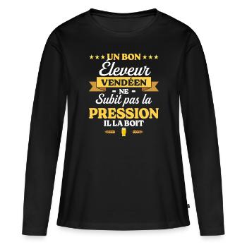 Éleveur Vendéen Vendée Éleveur - T-shirt manches longues Premium bio Femme - noir - Devant - Julia (174cm)