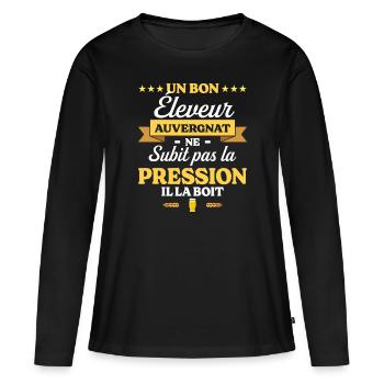 Éleveur Auvergnat Auvergne Éleveur - T-shirt manches longues Premium bio Femme - noir - Devant - Julia (174cm)