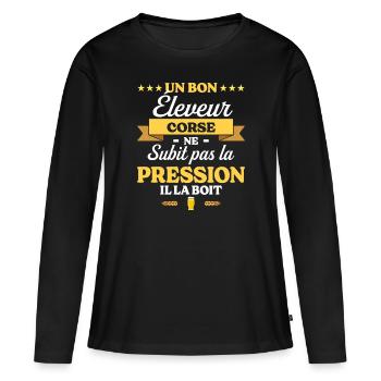 Éleveur Corse Humour Éleveur - T-shirt manches longues Premium bio Femme - noir - Devant - Julia (174cm)