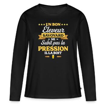 Éleveur Savoyard Savoie Éleveur - T-shirt manches longues Premium bio Femme - noir - Devant - Julia (174cm)