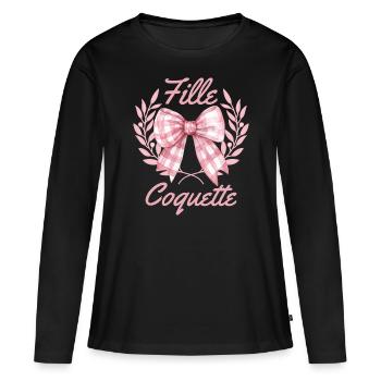 Élégante Fille Coquette Féminine Femme - T-shirt manches longues Premium bio Femme - noir - Devant - Julia (174cm)