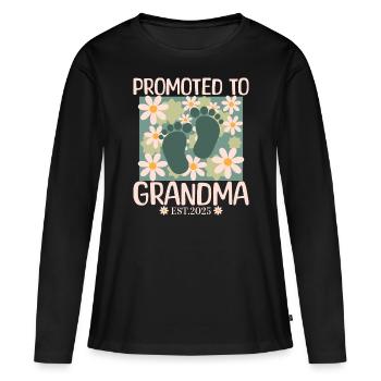 Beförderung zur Oma 2025 Baldige Oma - Frauen Premium Bio Langarmshirt - Schwarz - Vorne - Julia (174cm)