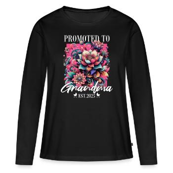 Beförderung zur Oma 2025 Baldige Oma - Frauen Premium Bio Langarmshirt - Schwarz - Vorne - Julia (174cm)