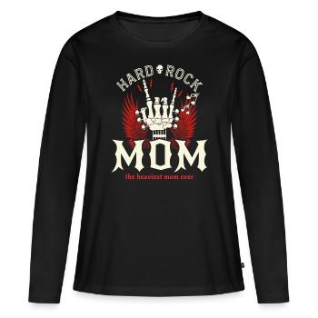 Mère Rock Vintage Maman Rockeuse - T-shirt manches longues Premium bio Femme - noir - Devant - Julia (174cm)