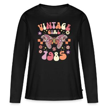 Retro Femme 40 Ans Anniversaire 1985 - T-shirt manches longues Premium bio Femme - noir - Devant - Julia (174cm)