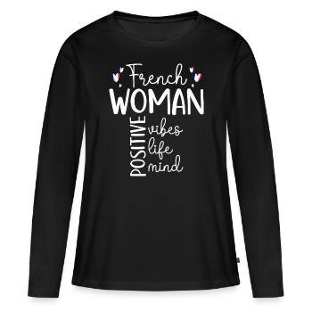 Positive Girl French Woman - Women's Premium Organic Long Sleeve Shirt - black - Front - Julia (174cm)