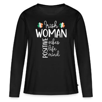 Fille Positive Femme Irlandaise - T-shirt manches longues Premium bio Femme - noir - Devant - Julia (174cm)