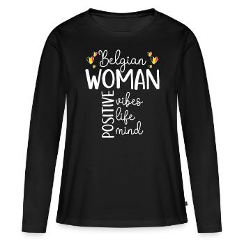 Positives Mädchen Belgische Frau - Frauen Premium Bio Langarmshirt - Schwarz - Vorne - Julia (174cm)