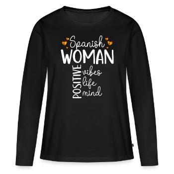 Fille Positive Femme Espagnole - T-shirt manches longues Premium bio Femme - noir - Devant - Julia (174cm)
