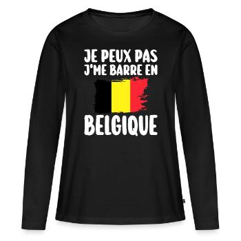 I Am Barre In Belgien Reisegeschenk - Frauen Premium Bio Langarmshirt - Schwarz - Vorne - Julia (174cm)
