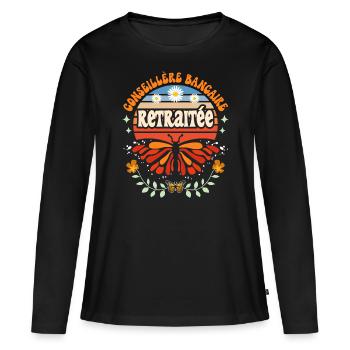 Cadeau Retraite Conseillère Bancaire - T-shirt manches longues Premium bio Femme - noir - Devant - Julia (174cm)