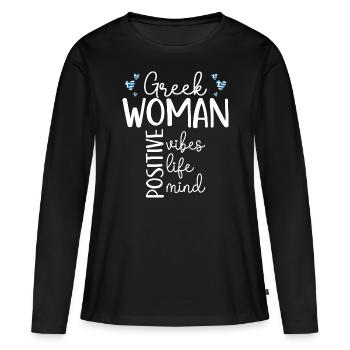 Fille Positive Femme Grecque - T-shirt manches longues Premium bio Femme - noir - Devant - Julia (174cm)