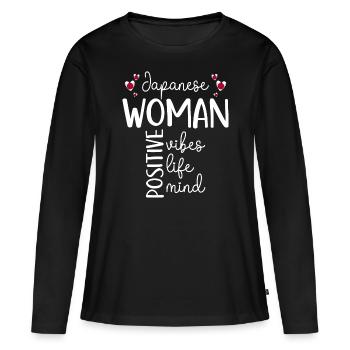 Fille Positive Femme Japonaise - T-shirt manches longues Premium bio Femme - noir - Devant - Julia (174cm)