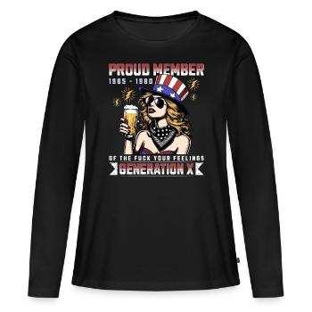 Frau USA Humor Generation X - Frauen Premium Bio Langarmshirt - Schwarz - Vorne - Julia (174cm)