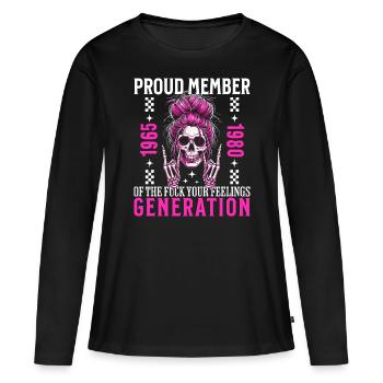 Woman Skull Humor Generation X - Women's Premium Organic Long Sleeve Shirt - black - Front - Julia (174cm)