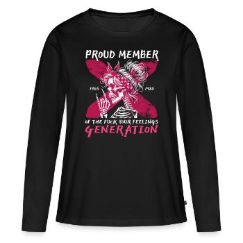 Woman Skull Humor Generation X - Women's Premium Organic Long Sleeve Shirt - black - Front - Julia (174cm)