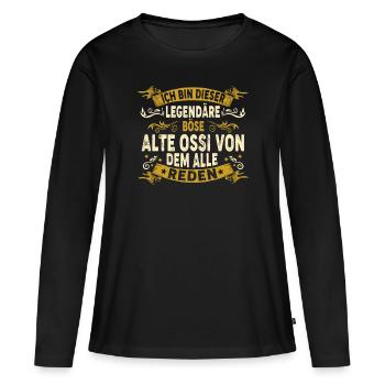 Ossi Spruch lustig NVA Legende - Frauen Premium Bio Langarmshirt - Schwarz - Vorne - Julia (174cm)