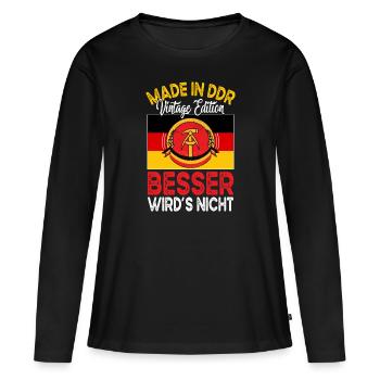 Ostdeutschalnd Ostalgie Spruch - T-shirt manches longues Premium bio Femme - noir - Devant - Julia (174cm)