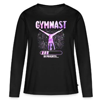 Gymnastik Geschenk Mädchen Turnerin - Frauen Premium Bio Langarmshirt - Schwarz - Vorne - Julia (174cm)