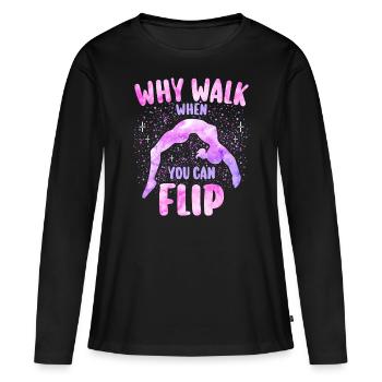 Gymnastik Geschenk Mädchen Turnerin - Frauen Premium Bio Langarmshirt - Schwarz - Vorne - Julia (174cm)