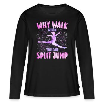 Gymnastik Geschenk Mädchen Turnerin - Frauen Premium Bio Langarmshirt - Schwarz - Vorne - Julia (174cm)