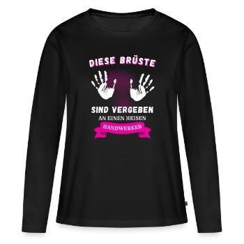Vergeben an einen Handwerker - Frauen Premium Bio Langarmshirt - Schwarz - Vorne - Julia (174cm)
