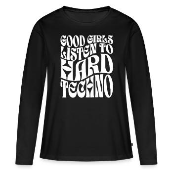 Mädchen hören Hard Techno EDM - Frauen Premium Bio Langarmshirt - Schwarz - Vorne - Julia (174cm)