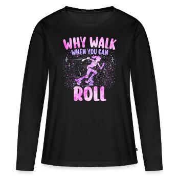 Girl Roller Skater Woman Roller - Women's Premium Organic Long Sleeve Shirt - black - Front - Julia (174cm)