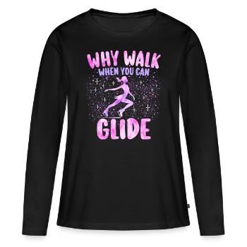 Humour Patiner Fille Femme Patineuse - T-shirt manches longues Premium bio Femme - noir - Devant - Julia (174cm)