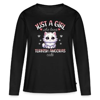 Fille Adore Chat Angora Turc - T-shirt manches longues Premium bio Femme - noir - Devant - Julia (174cm)