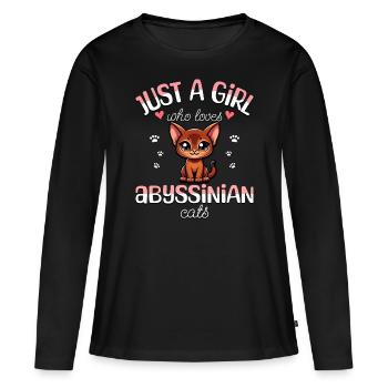 Fille Adore Chat Abyssin - T-shirt manches longues Premium bio Femme - noir - Devant - Julia (174cm)