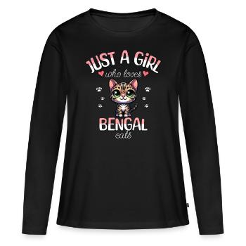 Fille Adore Chat Bengal - T-shirt manches longues Premium bio Femme - noir - Devant - Julia (174cm)