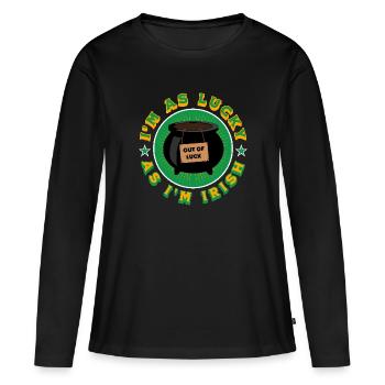 Pot d’or de chance, j’ai autant de chance que je suis irlandais - T-shirt manches longues Premium bio Femme - noir - Devant - Julia (174cm)