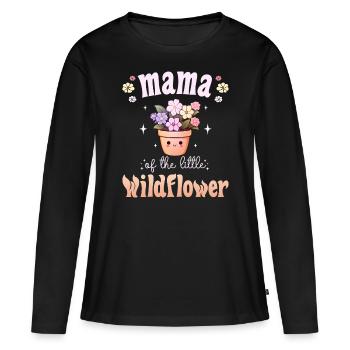Fleur Bébé Naissance Enfant Maman - T-shirt manches longues Premium bio Femme - noir - Devant - Julia (174cm)