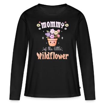 Fleur Bébé Naissance Enfant Maman - T-shirt manches longues Premium bio Femme - noir - Devant - Julia (174cm)