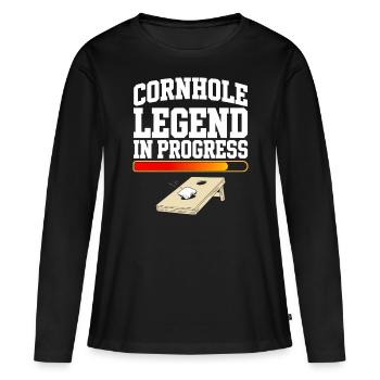 Légende de Cornhole en Cours Cornhole - T-shirt manches longues Premium bio Femme - noir - Devant - Julia (174cm)