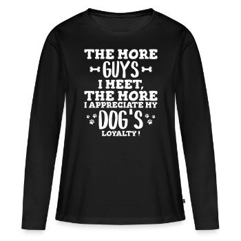 Single Woman Quote Humor Dog - Women's Premium Organic Long Sleeve Shirt - black - Front - Julia (174cm)