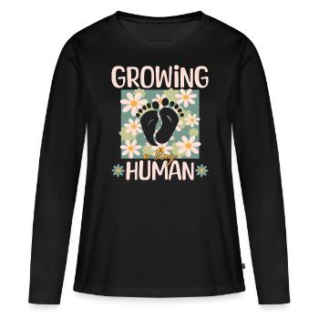 Maternity Flowers Pregnancy Announcement - Women's Premium Organic Long Sleeve Shirt - black - Front - Julia (174cm)