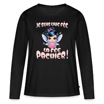 Je Suis Une Fée Pachier Femme Humour - T-shirt manches longues Premium bio Femme - noir - Devant - Julia (174cm)