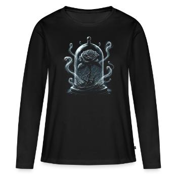 Gotische Schwarze Rose Dark Fantasy - Frauen Premium Bio Langarmshirt - Schwarz - Vorne - Julia (174cm)