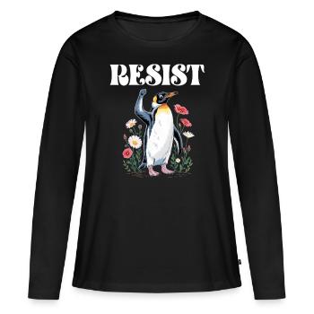 Pingouin Proteste Résistance Taxes - T-shirt manches longues Premium bio Femme - noir - Devant - Julia (174cm)