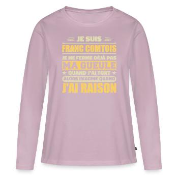 Franc comtois je ferme pas ma gueule franche comté - T-shirt manches longues Premium bio Femme - rose poudré - Devant - Julia (174cm)