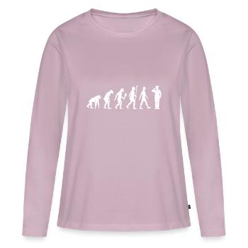 Drôle marin Evolution Matelot idée cadeau - T-shirt manches longues Premium bio Femme - rose poudré - Devant - Julia (174cm)
