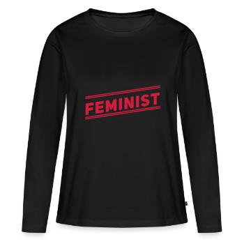 féminisme-féminisme-féministe - T-shirt manches longues Premium bio Femme - noir - Devant - Julia (174cm)