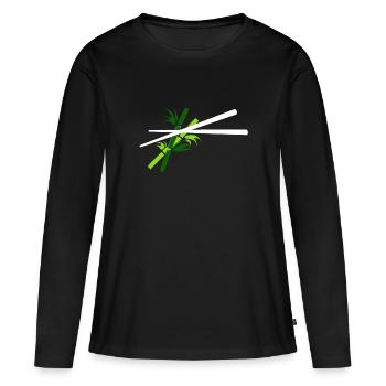 Baguettes avec fond de bambou - baguettes - T-shirt manches longues Premium bio Femme - noir - Devant - Julia (174cm)