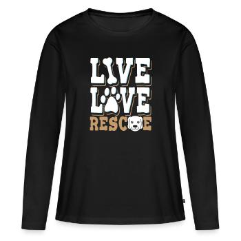 Live Love Rescue Dogs Cats Animal Shelter Animal Rescue - T-shirt manches longues Premium bio Femme - noir - Devant - Julia (174cm)