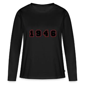 1946 Jahr Zahl - Frauen Premium Bio Langarmshirt - Schwarz - Vorne - Julia (174cm)