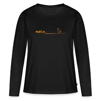 MOIN Moewe - Frauen Premium Bio Langarmshirt - Schwarz - Vorne - Julia (174cm)